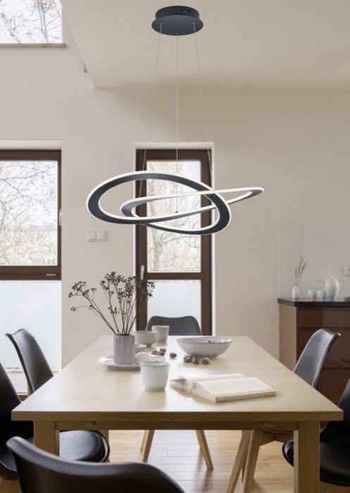 LAMPA WISZĄCA LED RINGI ANTRACYT NOWOCZESNA DO SALONU SYPIALNI BARWA CIEPŁA 3000K OAKLAND 321710142 TRIO