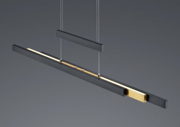 LAMPA WISZĄCA CZARNO ZŁOTA LED NAD STÓŁ MOSIĄDZ MATOWY DO KUCHNI JADALNI TRAJAN 375310502 TRIO