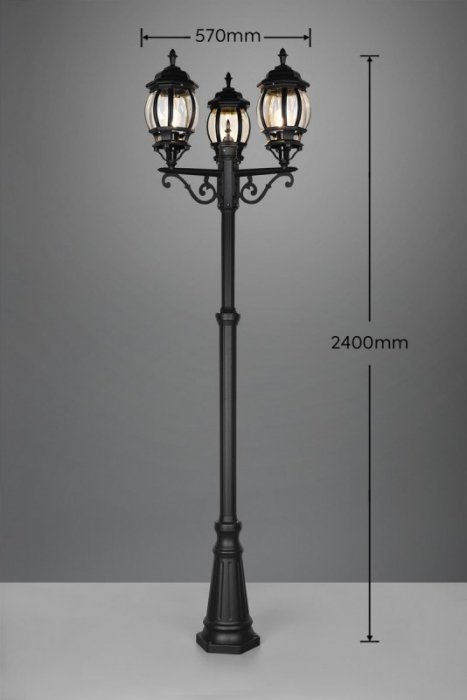 LAMPA ZEWNĘTRZNA KLASYCZNA CZARNA OGRODOWA ELVO 406960332 TRIO