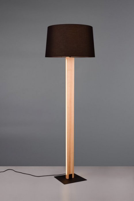 LAMPA CZARNA DREWNIANA Z CZARNYM ABAŻUREM RAHUL 447610232 TRIO