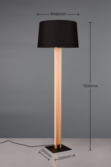 LAMPA CZARNA DREWNIANA Z CZARNYM ABAŻUREM RAHUL 447610232 TRIO