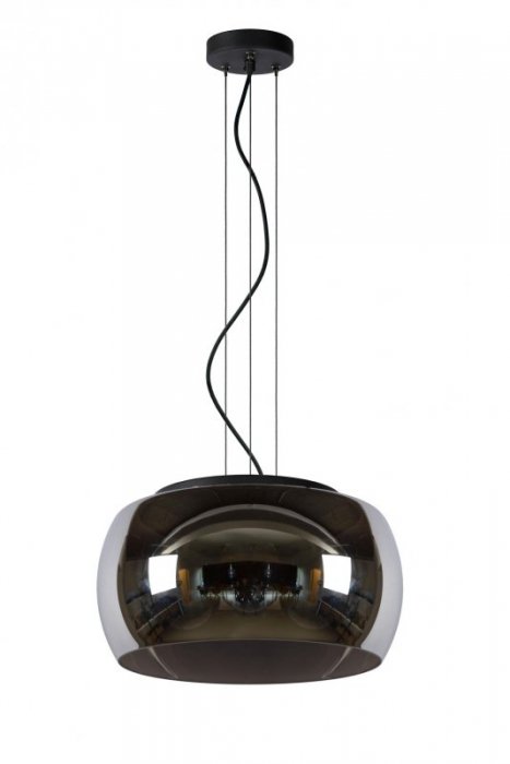 LAMPA WISZĄCA SZKLANA GLAMOUR DYMIONY SZKLANY KLOSZ GRAFITOWY LUCIDE OLIVIA 45401/40/65