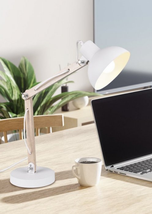 LAMPKA BIURKOWA Z DREWNEM DREWNIANA W STYLU SKANDYNAWSKIM KIMI 508300131 TRIO