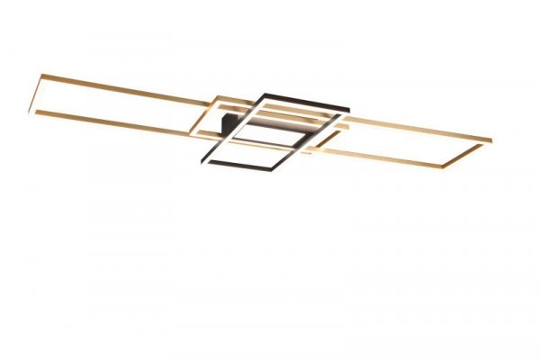 LAMPA SUFITOWA LED MOSIĄDZ MATOWY ZŁOTY NA PILOTA NOWOCZESNA PLAFON RAMKI PROSTOKĄTY KWADRATY DO SALONU KUCHNI SYPIALNI  IRVINE 620010408 TRIO