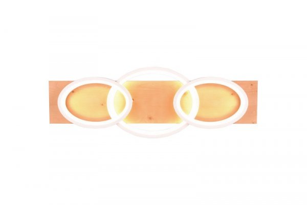 LAMPA SUFITOWA PLAFON DREWNIANY LED NOWOCZESNY KOŁA RINGI OBRĘCZE BIAŁE EKO NATURAL DO SALONU SYPIALNI KUCHNI BARCA 641110331 TRIO