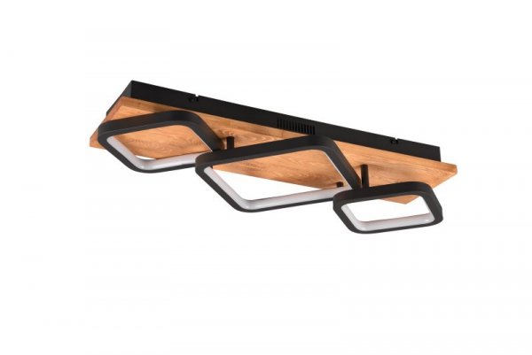 PLAFON DREWNIANY LAMA SUFITOWA Z DREWNEM LED CZARNE ROMBY DO SALONU SYPIALNI KUCHNI RAMA 643210332 TRIO W STYLU INDUSTRIALNYM SKANDYNAWSKIM EKO NATURAL BOHO