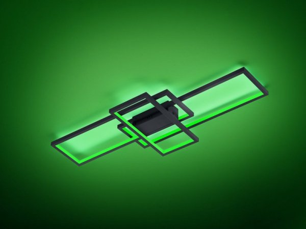 LAMPA SUFITOWA LED CZARNA KWADRATY PROSTOKĄTY NA PILOTA RGB ZMIANA BARWY ŚWIATŁA ŚCIEMNIALNA THIAGO 652610342 TRIO