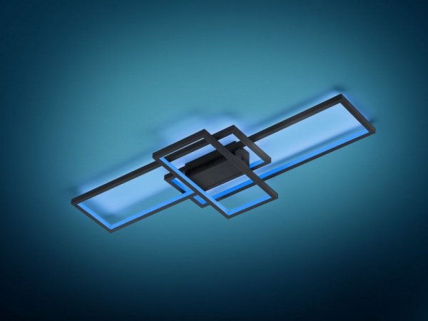 LAMPA SUFITOWA LED CZARNA KWADRATY PROSTOKĄTY NA PILOTA RGB ZMIANA BARWY ŚWIATŁA ŚCIEMNIALNA THIAGO 652610342 TRIO
