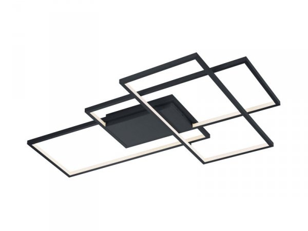 LAMPA SUFITOWA LED CZARNA KWADRATY PROSTOKĄTY NA PILOTA RGB ZMIANA BARWY ŚWIATŁA ŚCIEMNIALNA THIAGO 652690342 TRIO