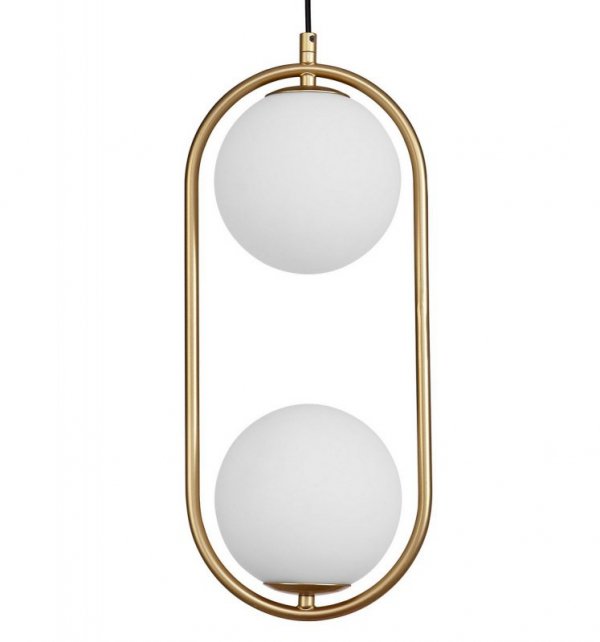 LAMPA WISZĄCA MOSIĄDZ ZŁOTA KULA BIAŁA SZKLANA DO SYPIALNI KUCHNI JADALNI SALONU NOWOCZESNA LUCES EXCLUSIVAS RENGO LE41772