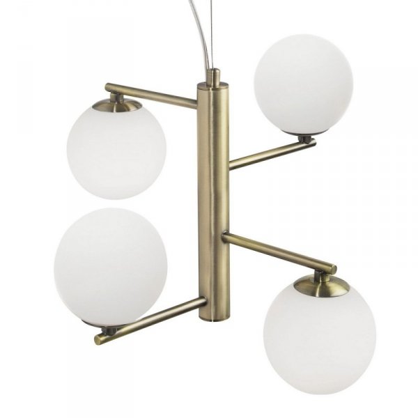 LAMPA WISZĄCA ZŁOTA MOSIĄDZ BIAŁE SZKLANE KULE DO SALONU SYPIALNI KUCHNI LUCES EXCLUSIVAS TALCA LE41790