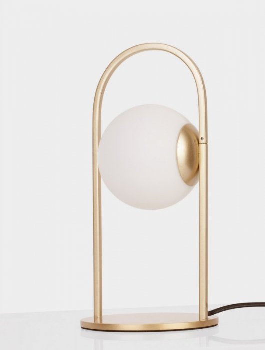 LAMPKA STOŁOWA NOCNA ZŁOTA KULA BIAŁA SZKLANA LUCES EXCLUSIVAS YARA LE42734
