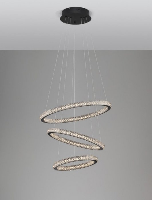 LAMPA WISZĄCA LED CZARNE KOŁA RINGI DEKORACYJNE GLAMOUR DO SALONU SYPIALNI LUCES EXCLUSIVAS TEPIC LE42822