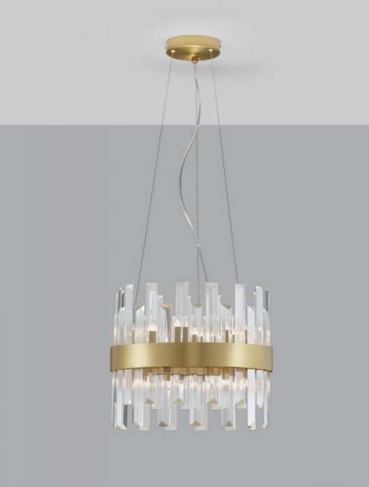 LAMPA WISZĄCA ZŁOTA KRYSZTAŁOWA GLAMOUR DO SALONU ŻYRANDOL ZŁOTY LUCES EXCLUSIVAS CHOLULA LE42907