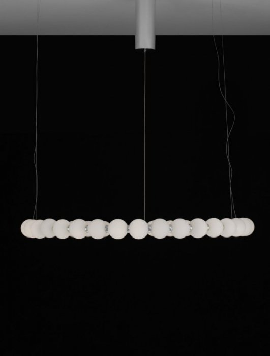 LAMPA WISZĄCA BIAŁA CHROM KULE SZKLANE PERŁY DESINGERSKA NOWOCZESNA LUCES EXCLUSIVAS MOCA LE43463