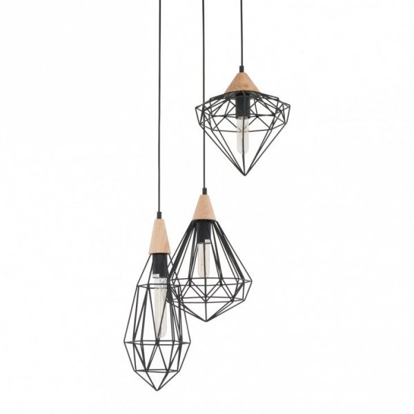 ITALUX MAELLE MDM-2591/3 BK LAMPA WISZĄCA CZARNA INDUSTRIALNA DRUCIANY KLOSZ DO SALONU 