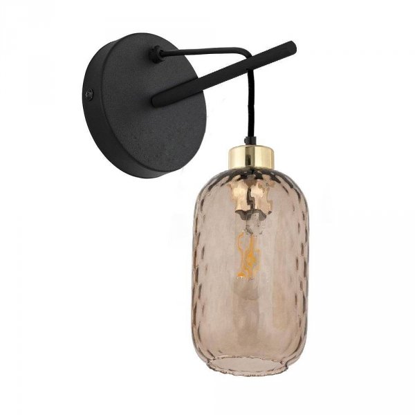 TK LIGHTING 6480 PESCARA KINNKIET CZARNO ZŁOTY Z BURSZTYNOWYM KLOSZEM