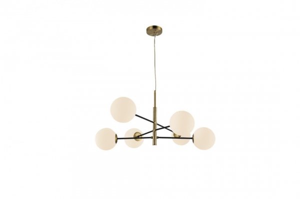 AZZARDO OVIEDO 6 AZ4421 LAMPA WISZĄCA CZARNO ZŁOTA NOWOCZESNA SZKLANE KLOSZE