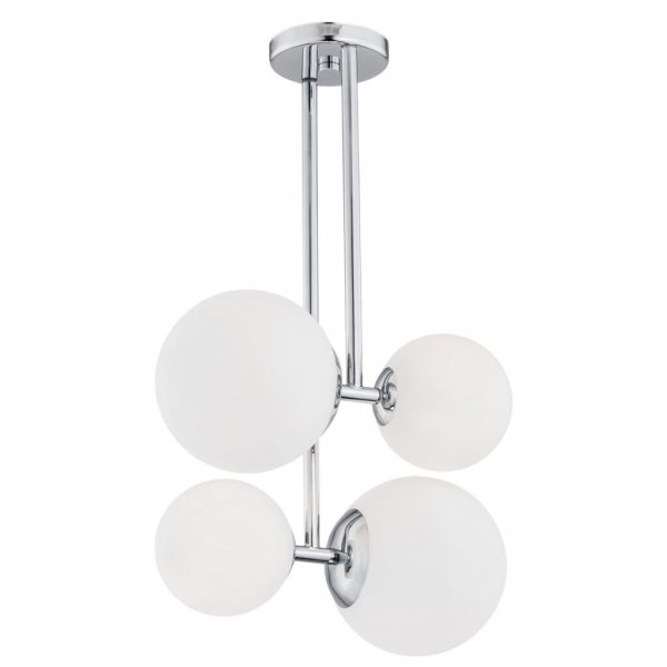 LAMPA WISZĄCA CHROM SREBRNA Z KLOSZAMI KULAMI BIAŁYMI KULE BIAŁE DO SALONU POKOJU SYPIALNI ŁAZIENKI ASPEN 1646
