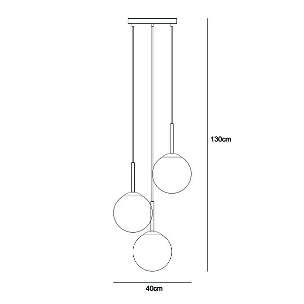ITALUX DEORE PND-5578-3S-BK LAMPA WISZĄCA NA KOLE CZARNA  KULE BIAŁE 