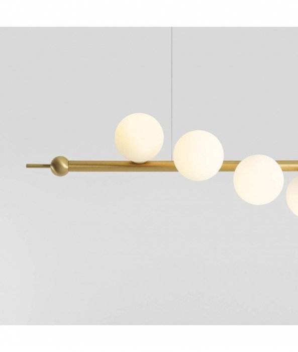 ALDEX WAVE 7 BRASS 1115T40 LAMPA WISZĄCA MOSIĄDZ KULE BIAŁE SZKLANE NAD STÓŁ
