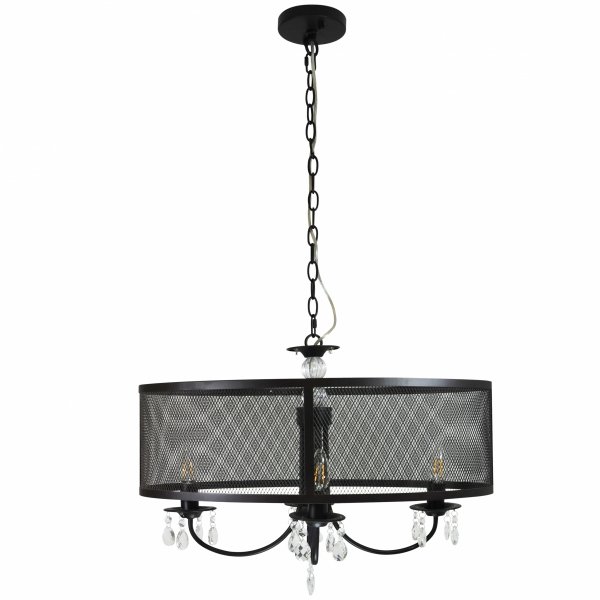 GOLDLUX POLUX BRESSO 310552 LAMPA WISZĄCA CZARNA METALOWA Z KRYSZTAŁKAMI