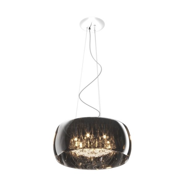 LAMPA WISZĄCA KRYSZTAŁOWA SZKLANA Z KRYSZTAŁKAMI W STYLU GLAMOUR DO SALONU SYPIALNI CHROM SMOKY P0076-06X-F4FZ CRYSTAL ZUMALINE