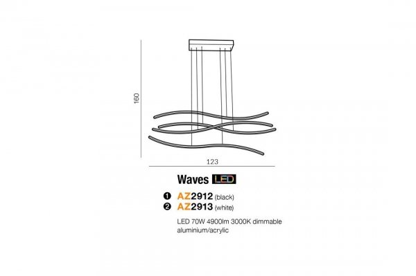 AZZARDO WAVES AZ4058 LAMPA WISZĄCA ZŁOTA MINIMALISTYCZNA