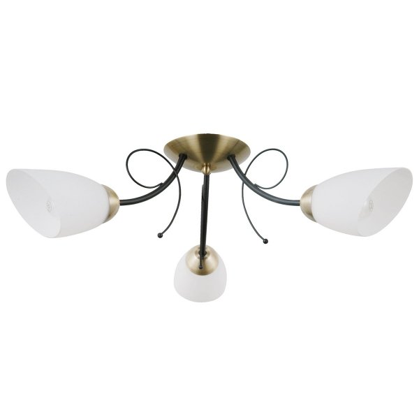 ITALUX CRISTINA PND-6706-3 LAMPA SUFITOWA PLAFON ANTYCZNY BRĄZ PATYNA CZARNY SZKLANE KLOSZE