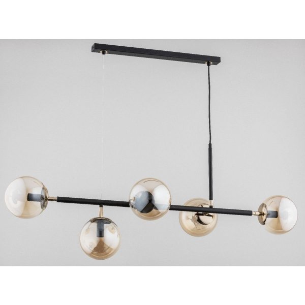 ALFA SOSNOWSCY DANSA 63020 LAMPA WISZĄCA CZARNA NA LISTWIE BURSZTYNOWE KULE