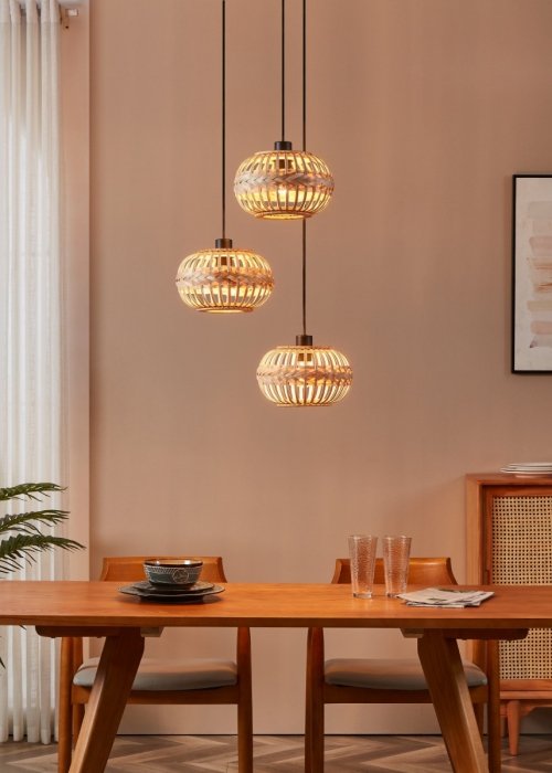 EGLO AMSFIELD 43864 LAMPA WISZĄCA DREWNIANA WIKLINOWA EKO VINTAGE 