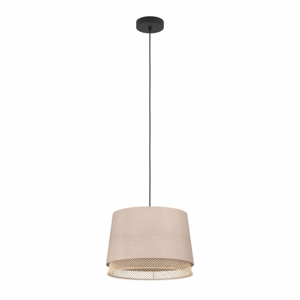 EGLO TABLEY 43975 LAMPA WISZĄCA NATURAL BOHO EKO VINTAGE ABAŻUR Z NATURALNEJ TKANINY Z DREWNEM