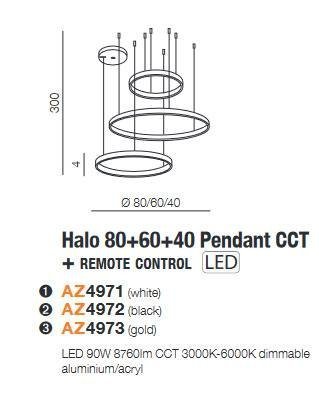 AZZARDO AZ4972 HALO PENDANT 80 LAMPA WISZĄCA KOŁA RINGI CZARNE 80CM STEROWANA PILOTEM