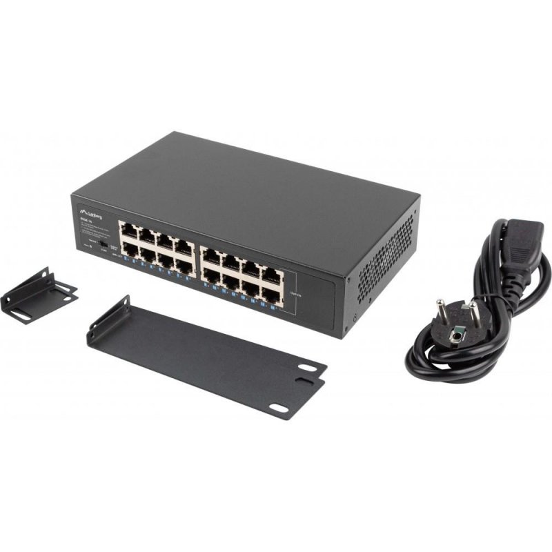 Switch niezarządzalny Lanberg 16x 1Gb Gigabit Ethernet Rack 10&quot;/19&quot;
