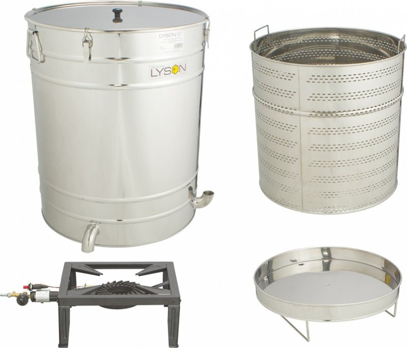 Wax melter based on settler 100l with a perforated basket + free gas stool