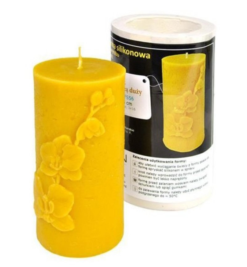 Silicone mould -  large candle with an orchid - height 13 cm