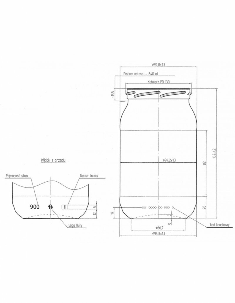 Paleta słoików 0,9 litra w zgrzewkach 1440 szt (180x8szt)