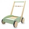 Drewniany chodzik - pchacz - wózek z liczydłem i  klockami 20 szt.