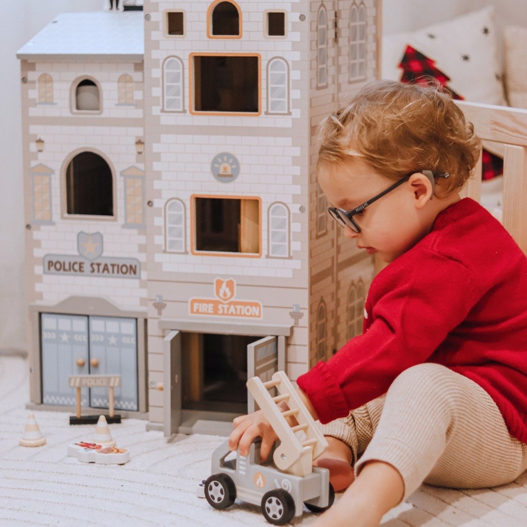 邦楽 DUMMY CHILDREN stair case Duża składana remiza strażacka z posterunkiem policji - drewniany