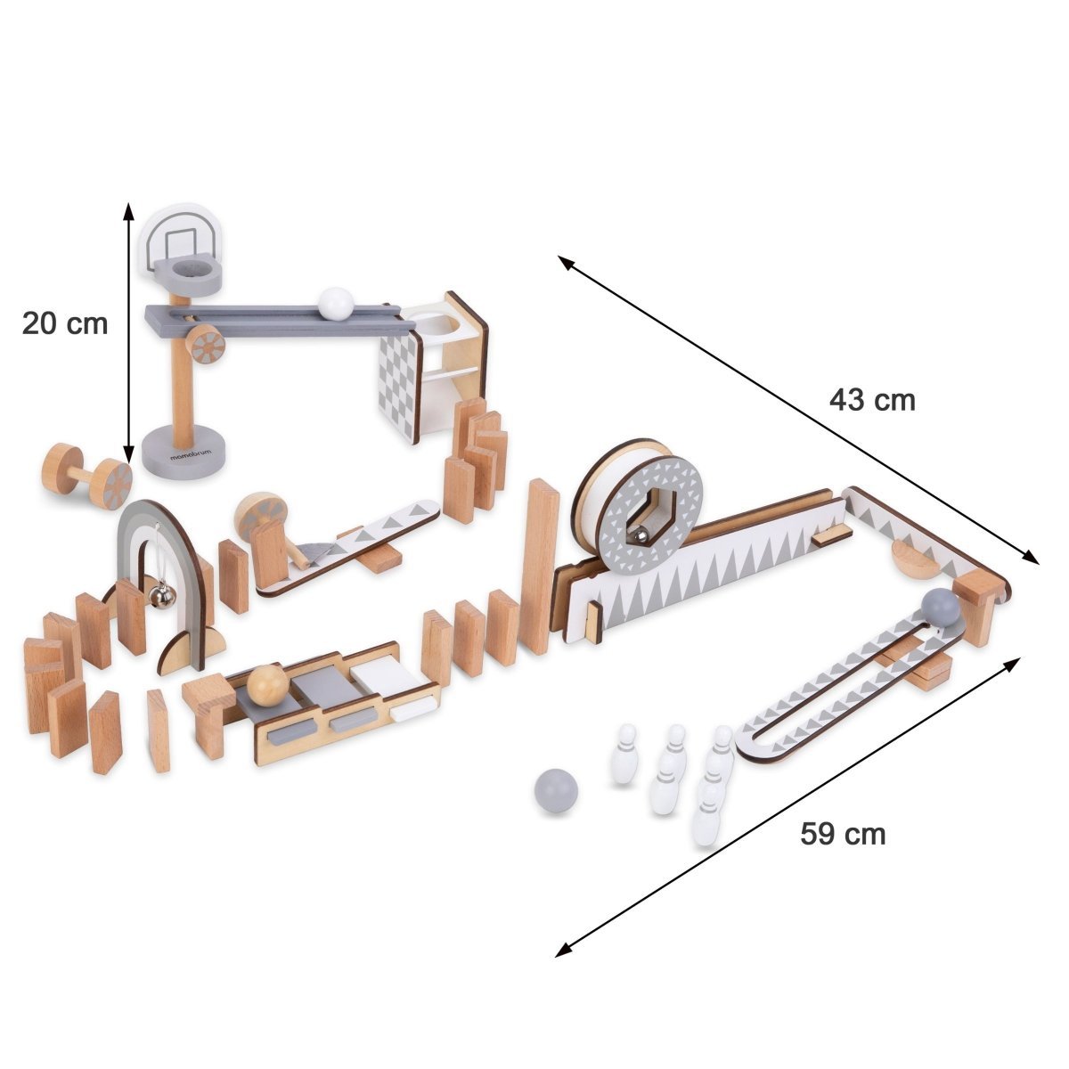 Drewniane klocki domino - tor przeszkód - 48 elementów - Zabawki