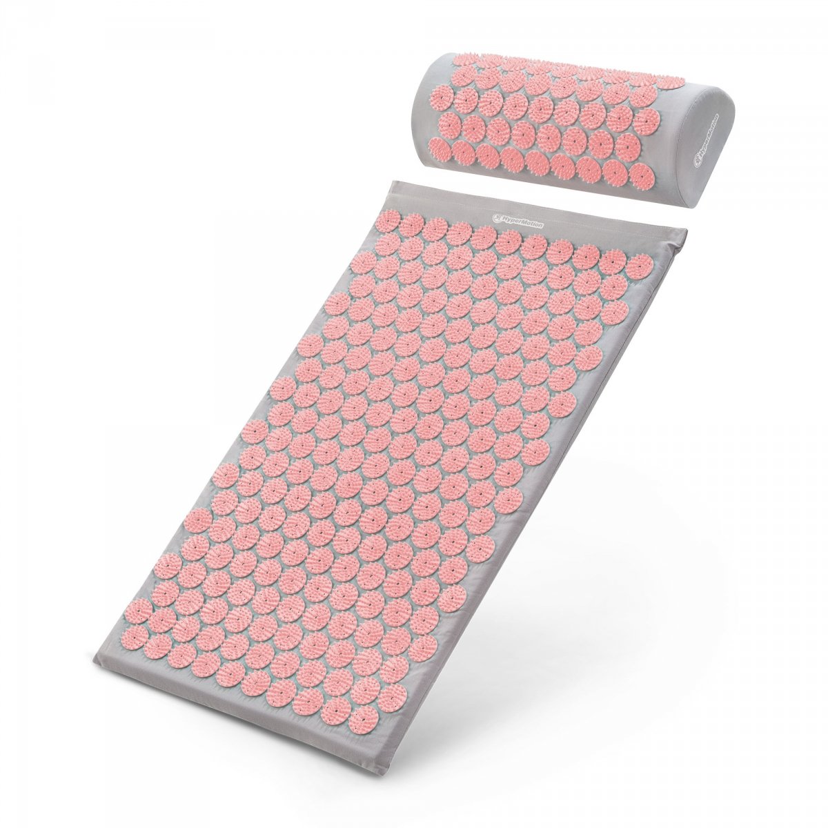 Mata do akupresury z poduszką i pokrowcem - 72 cm HyperMotion szaro-różowa