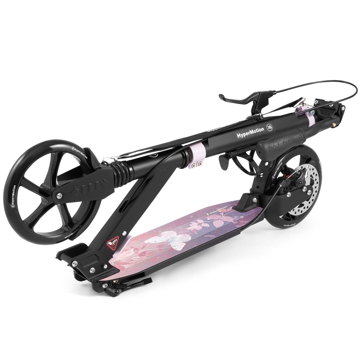 Hulajnoga dwukołowa dla młodzieży dorosłych - z amortyzatorem - HyperMotion Skyline - różowa, aluminiowa - 100kg