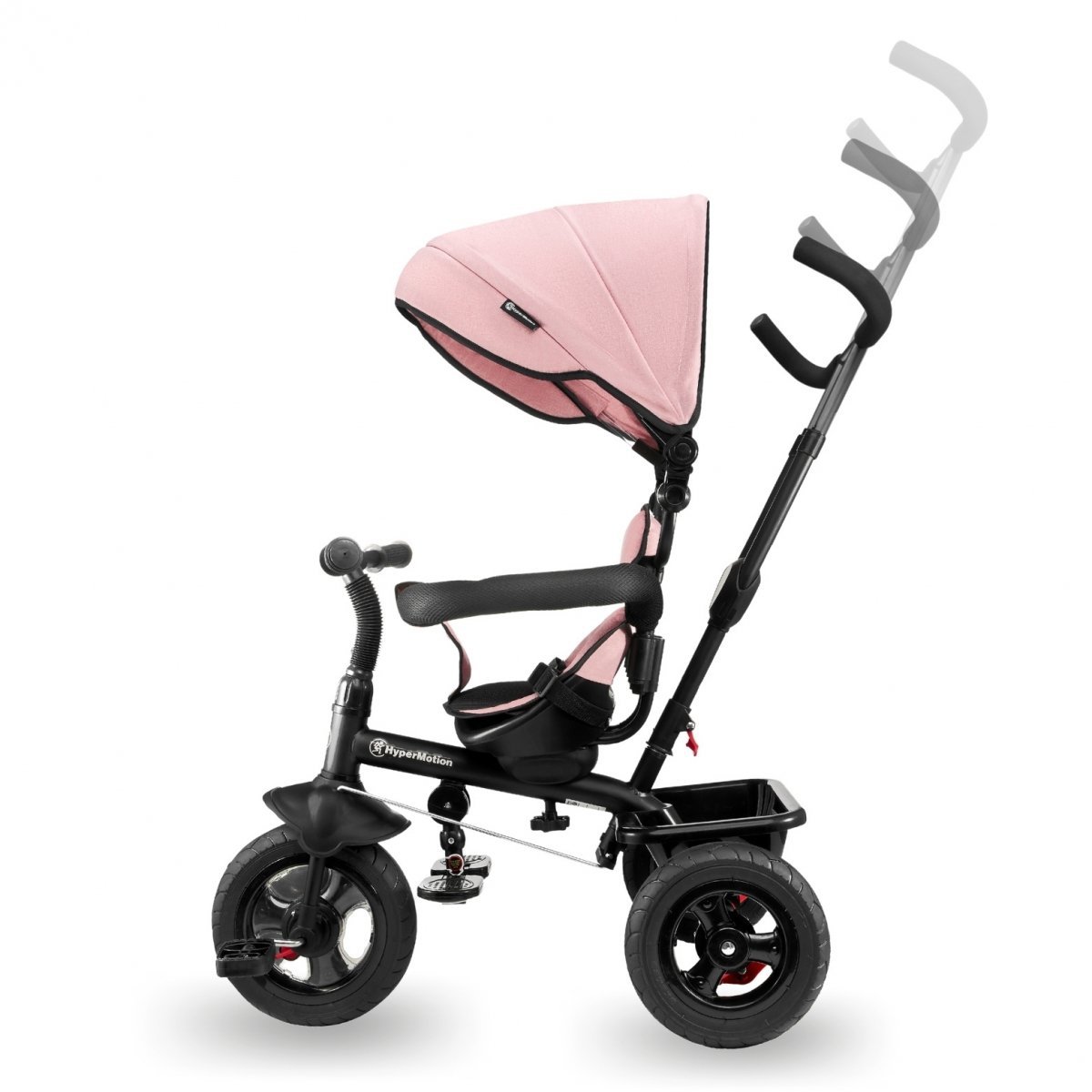 Rowerek trójkołowy dla dzieci 1-4 lata - TOBI FREY - kolor różowy - obracany - wiecznie pompowane koła + pchacz