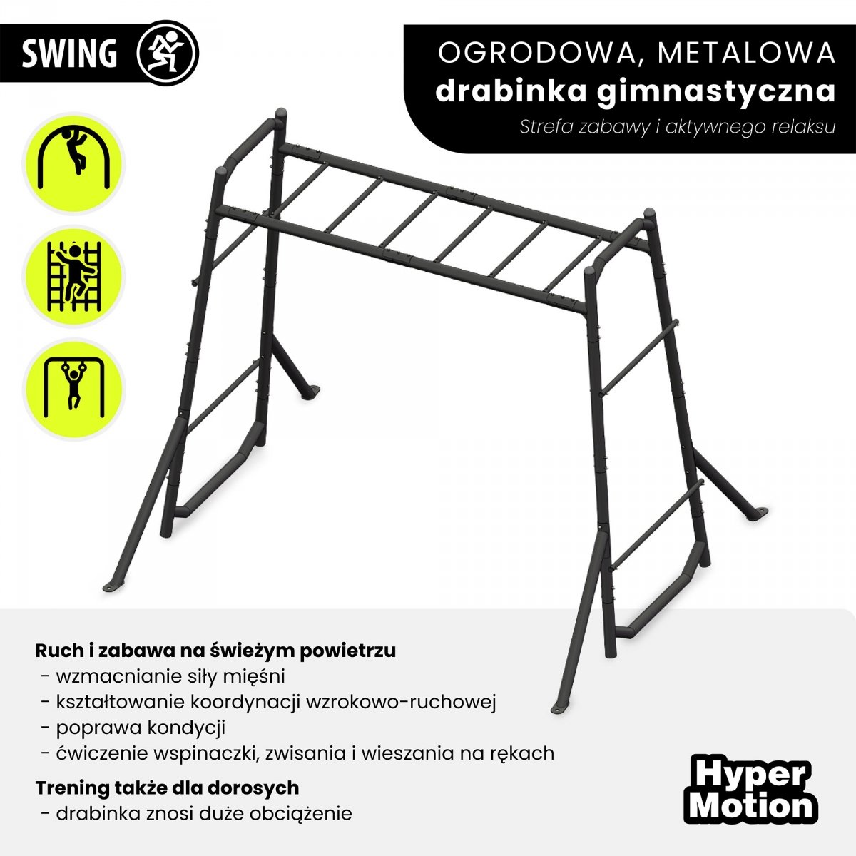 Ogrodowa drabinka gimnastyczna, metalowa