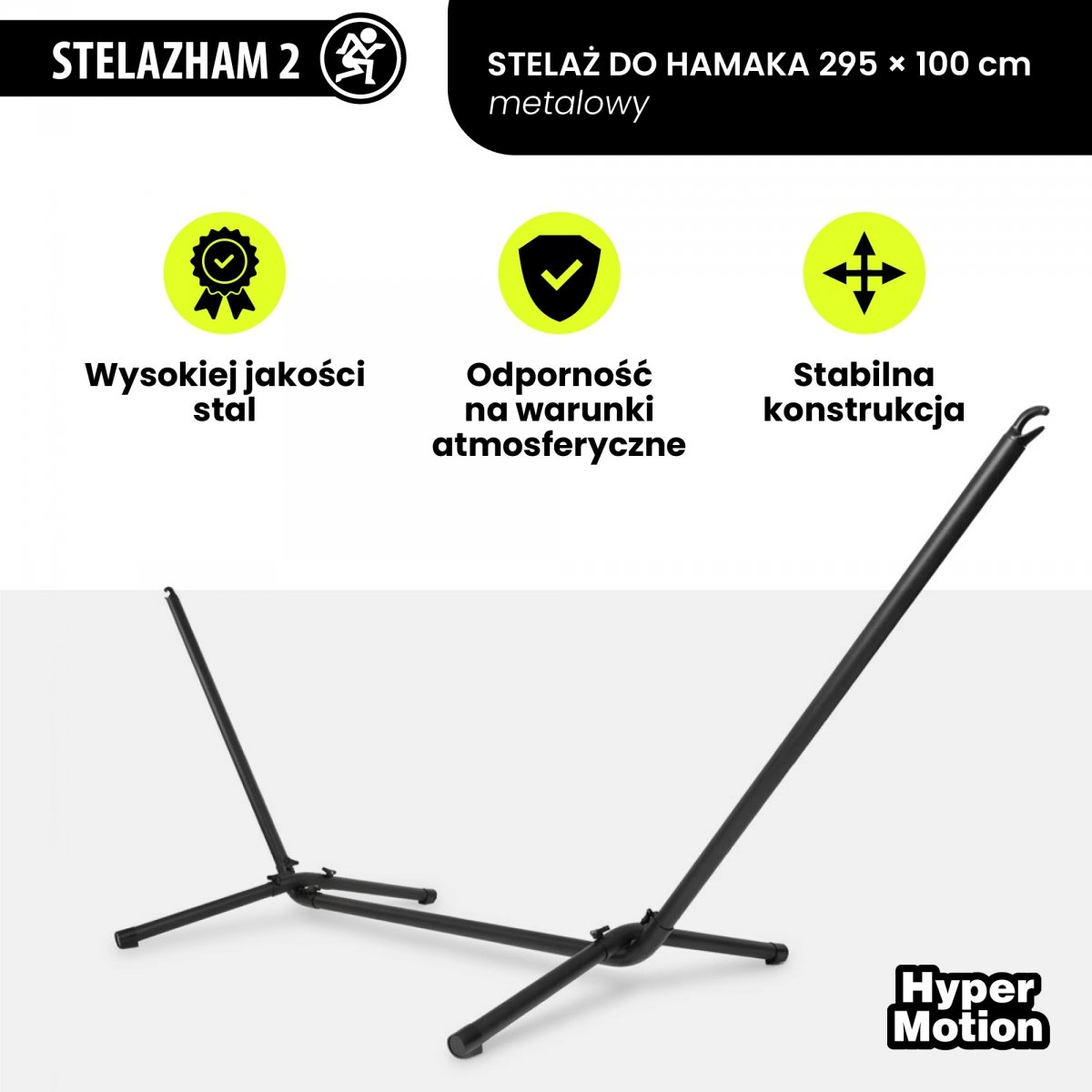 Stelaż do hamaka metalowy, solidny stojak na hamak ogrodowy