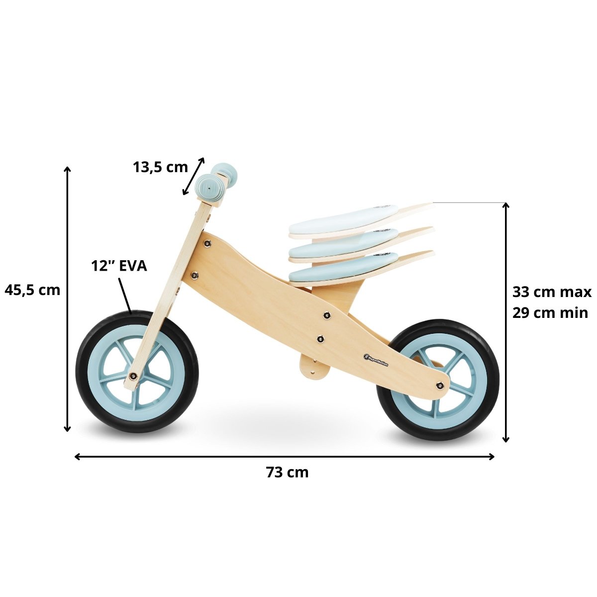 Drewniany rowerek trójkołowy i biegowy 2w1 - HyperMotion PERCY - błękitny