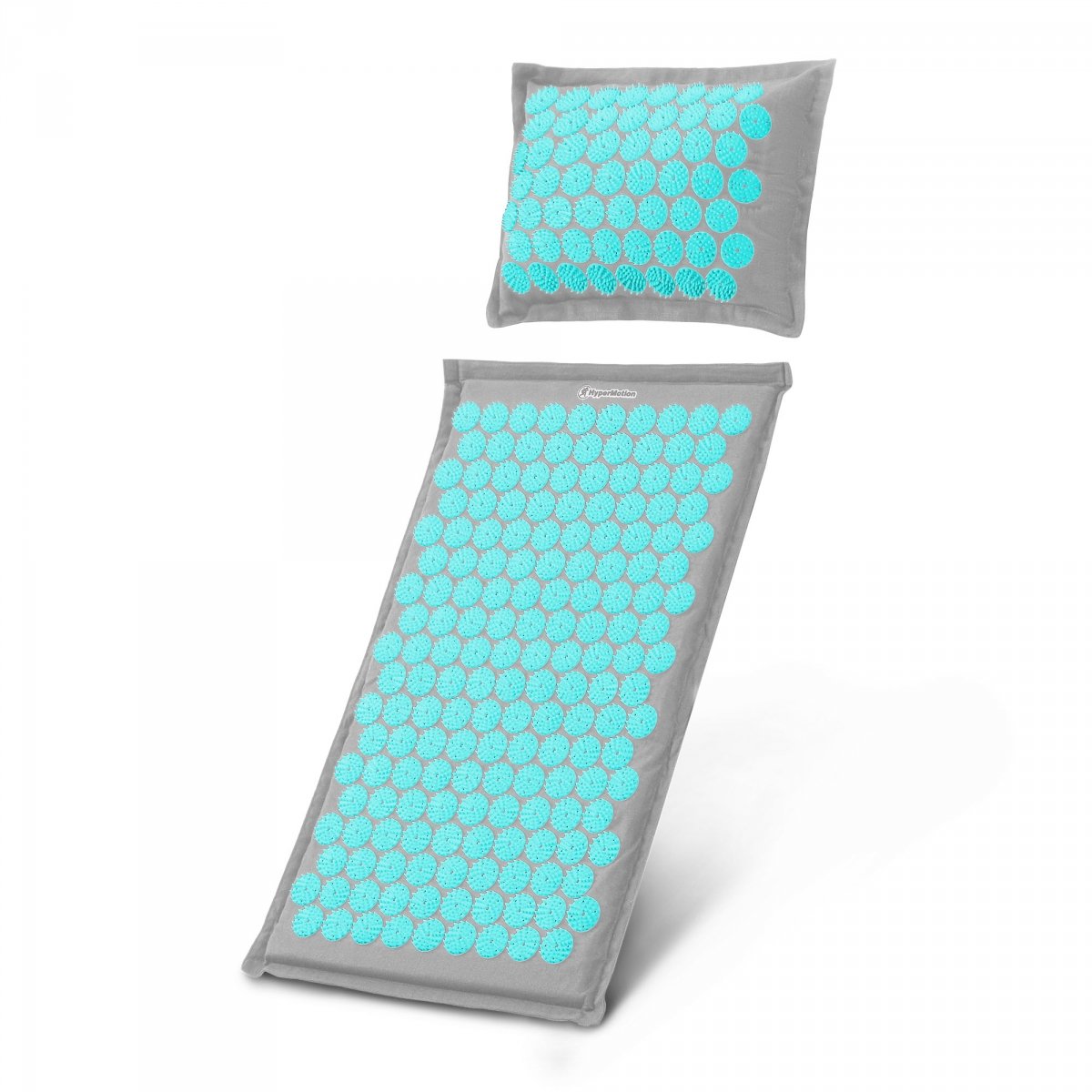 Mata do akupresury ECO lniana z włóknem kokosowym i poduszką z gryki – 68 cm HyperMotion szaro-miętowa