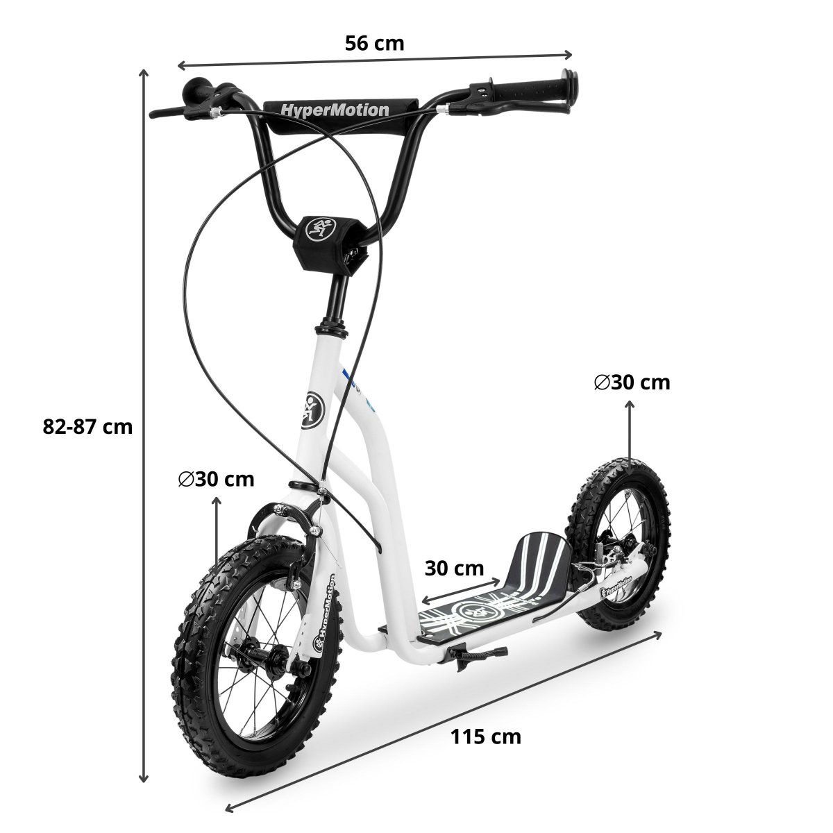 Hulajnoga Hypermotion VIVA 12 (pompowane koła 30cm) - Biała