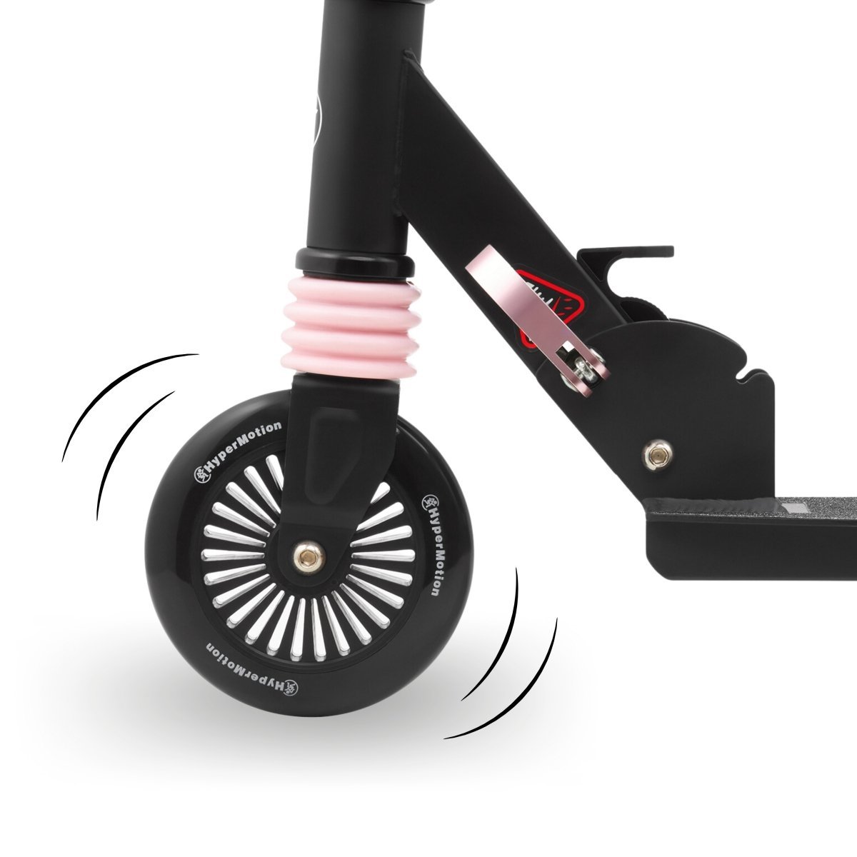 Hulajnoga dwukołowa z amortyzatorem dla dzieci 4-9 lat HyperMotion WALLY - czarno-różowa