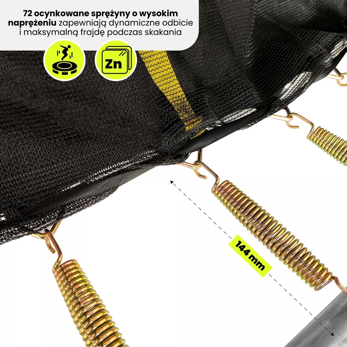 Trampolina ogrodowa XXL dla dzieci HyperMotion - 366 cm 12FT 2 - z drabinką i siatką wewnętrzną - do ogrodu